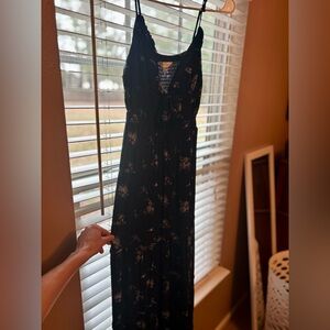 Floral Navy Blue Maxi Dress